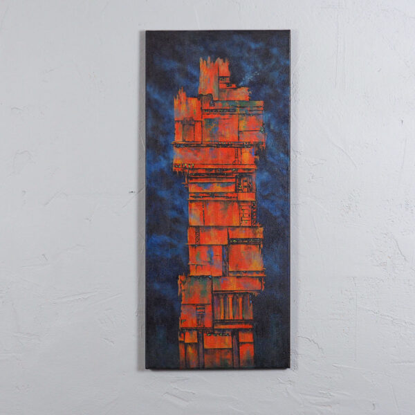 OLYMPUS DIGITAL CAMERA „Wieża: Industrial” – Obraz akrylowy na płótnie, 30x70cm (Oryginał, 2020)