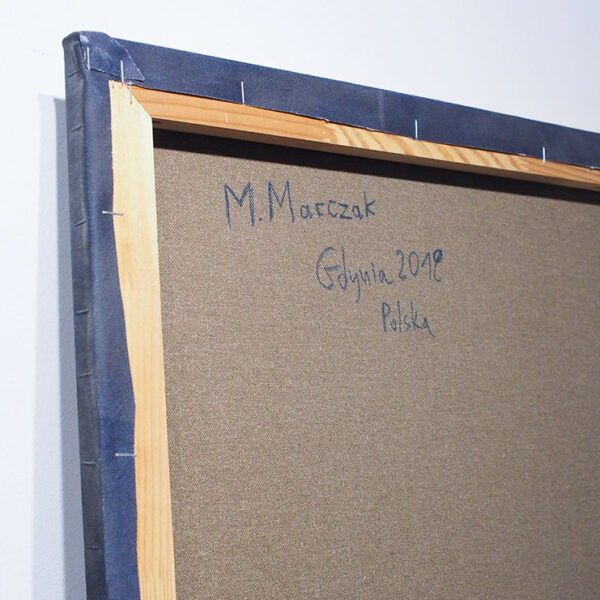 OLYMPUS DIGITAL CAMERA "Nocny Frachtowiec" – Obraz akrylowy na płótnie, 90x90cm (Oryginał, 2019)